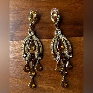 Gold-Tone Amber Crystal Drop Earrings - Women's Jewelry